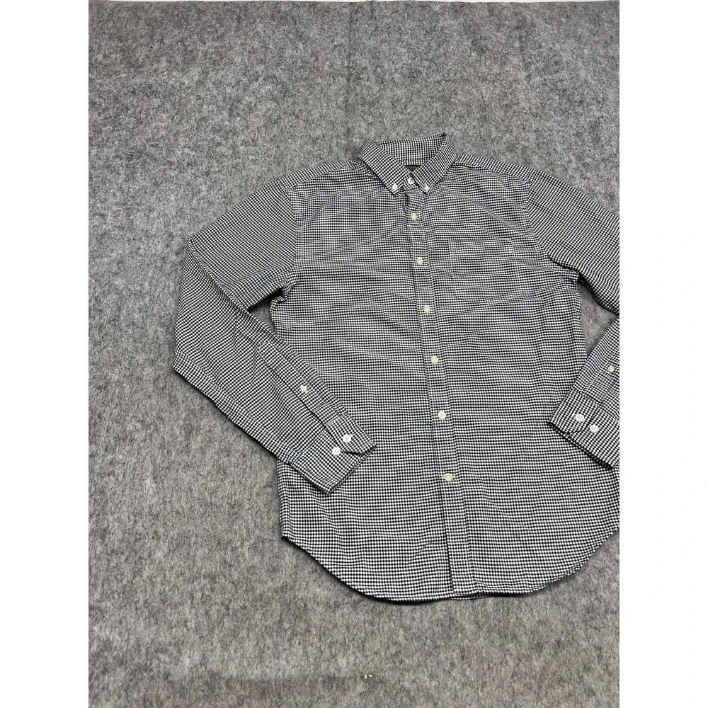Banana‎ Republic Shirt Mens S Black Check Grant Fit Oxford Button Career Office